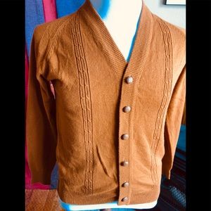 Vintage Grandpa Sweater Rust Brown Cardigan Large